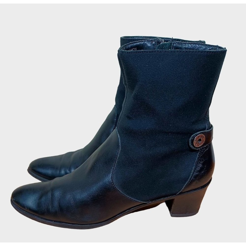 Circa Joan & David Size 8.5M Black Chunk Heel Women's Booties